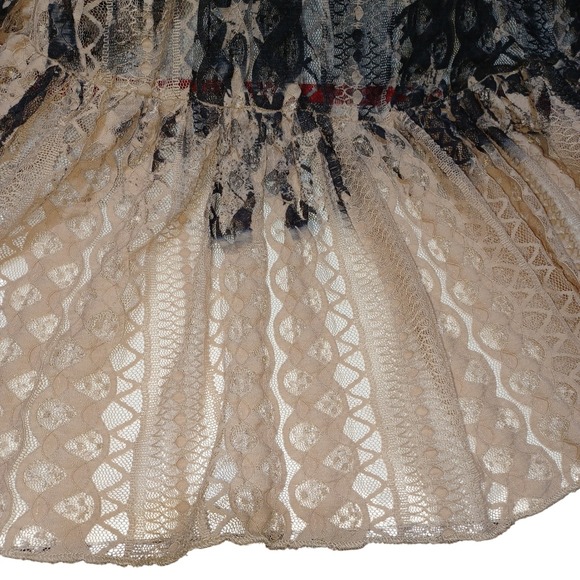 Origami Lace Hi Low Vest Womens L Boho Star Taupe Black Boho Western Layering - Picture 7 of 11